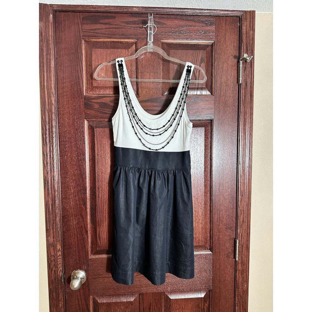 Express Dress, Sz 6, Sleeveless Y2K Navy White Statement Necklace Spring Grad